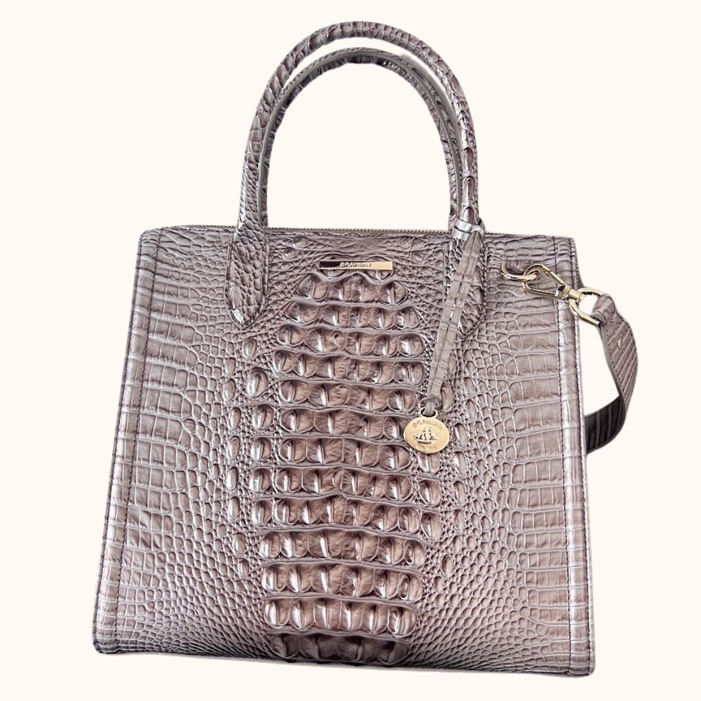 Brahmin Caroline Silver Lining Melbourne Satchel NWOT - Picture 2 of 15